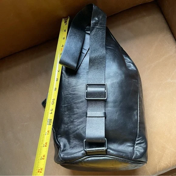 Pars Unum black leather Carbon bucket tote sling bag backpack luxe made in Italy - Picture 13 of 16